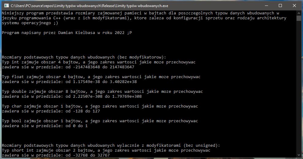 Limity typów danych wbudowanych